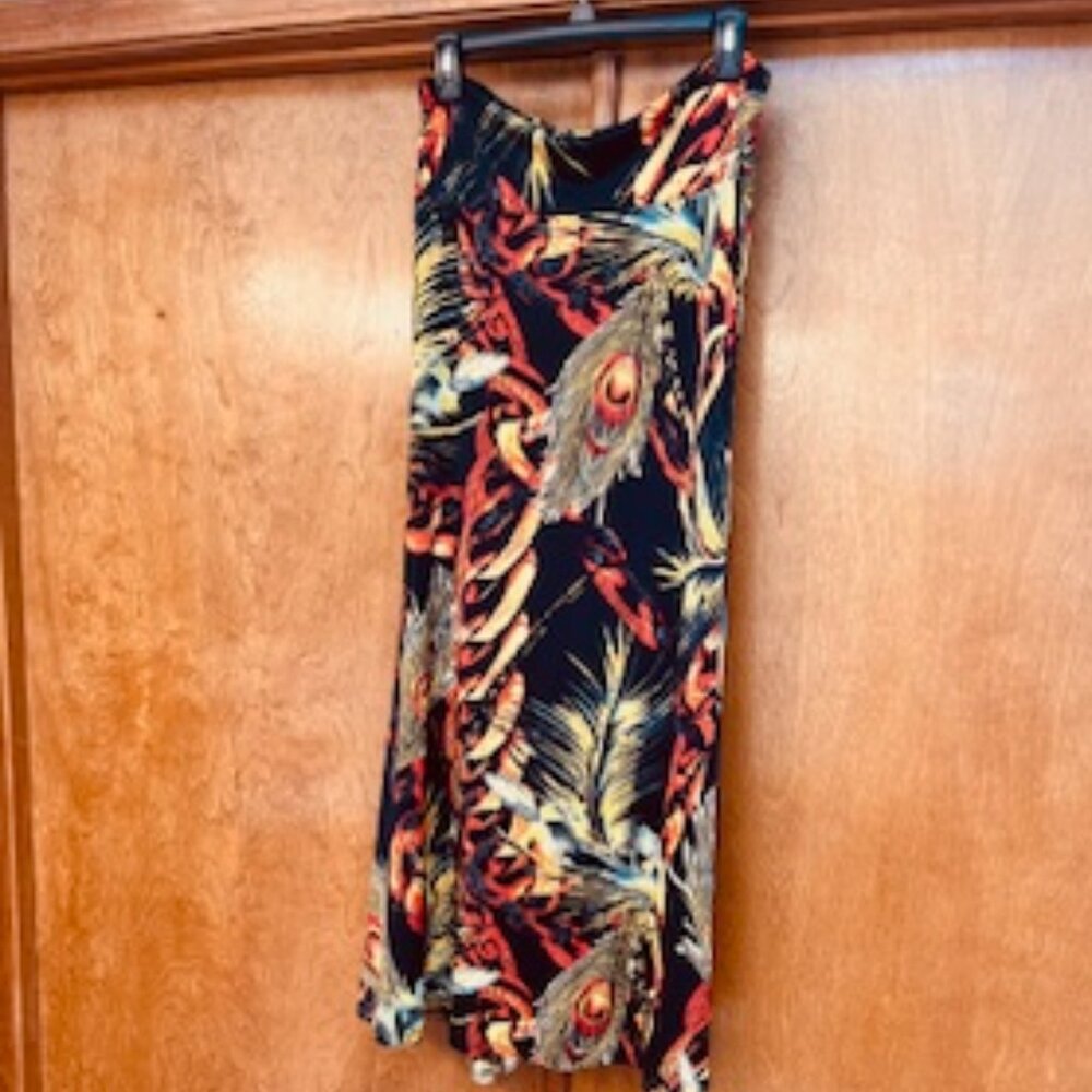 MT Collection Ladies Maxi Skirt, Medium, Orange, Red, Black